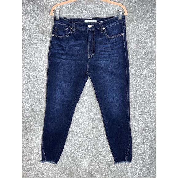 Kancan‎ Zinnia High Rise Ankle Skinny Jeans Womens Juniors Size 11 Blue Raw Hem - Picture 1 of 9